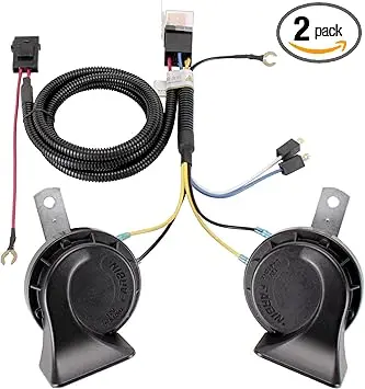 12V Electric Air Horn Kit for Truck, Car, SUV, Motorcycle, Boat - Black Horn with Wire Harness
12V Electric Air Horn Kit for Truck, Car, SUV, Motorcycle, Boat - Black Horn with Wire Harness
