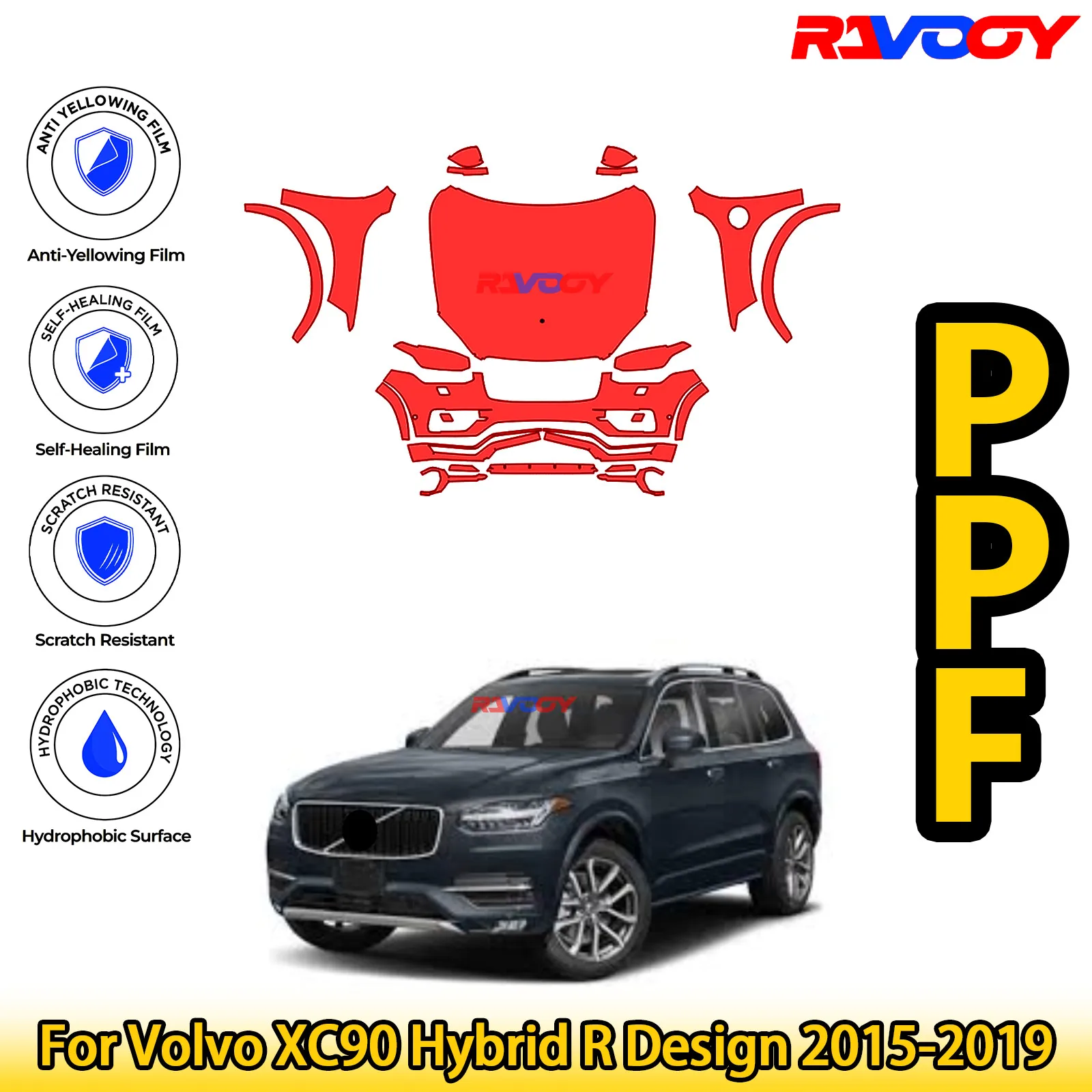 Для Volvo XC90 Hybrid R Design 2015-2019 глянцевая матовая черная предварительно вырезанная передняя защитная пленка PPF Kit
Для Volvo XC90 Hybrid R Design 2015-2019 глянцевая матовая черная предварительно вырезанная передняя защитная пленка PPF Kit