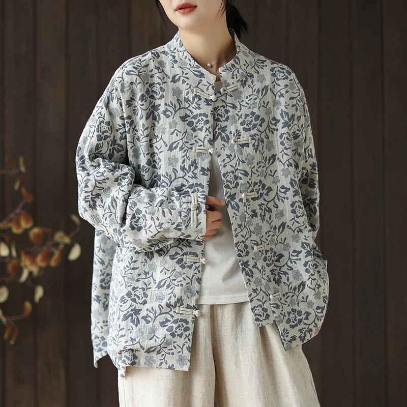 New Chinese Style Loose Outerwear Women's Autumn Winter Vintage Button Stand Collar Elegance Open Cardigan Floral Jacket Top
New Chinese Style Loose Outerwear Women's Autumn Winter Vintage Button Stand Collar Elegance Open Cardigan Floral Jacket Top