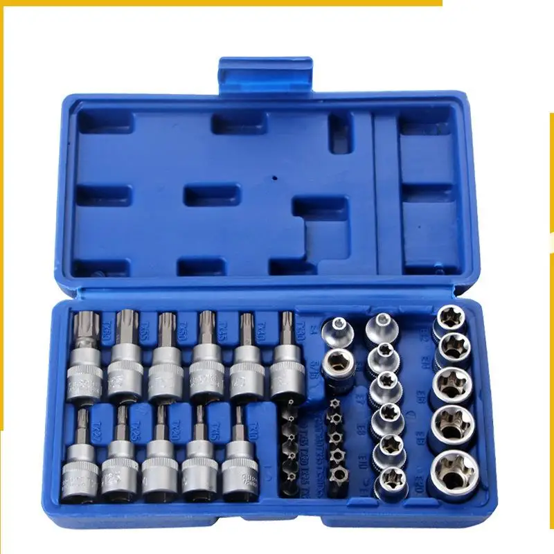 A92P 34Pcs Torx Socket Set Triple Square Socket Set Torx Bit Socket Set Star Bit Set Male Female Set
A92P 34Pcs Torx Socket Set Triple Square Socket Set Torx Bit Socket Set Star Bit Set Male Female Set