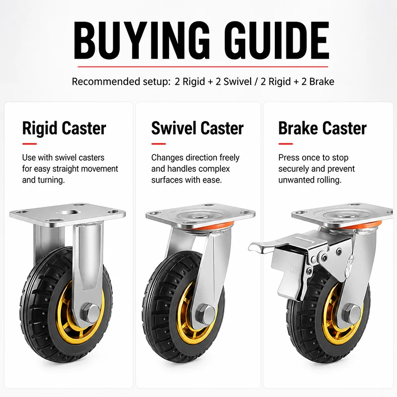 Heavy Duty Caster Wheels 4 5 6 8 Inch 300KG 400KG Load Rubber Castors Swivel Brake for Cart Trolley Workbench Rack Industrial
Heavy Duty Caster Wheels 4 5 6 8 Inch 300KG 400KG Load Rubber Castors Swivel Brake for Cart Trolley Workbench Rack Industrial