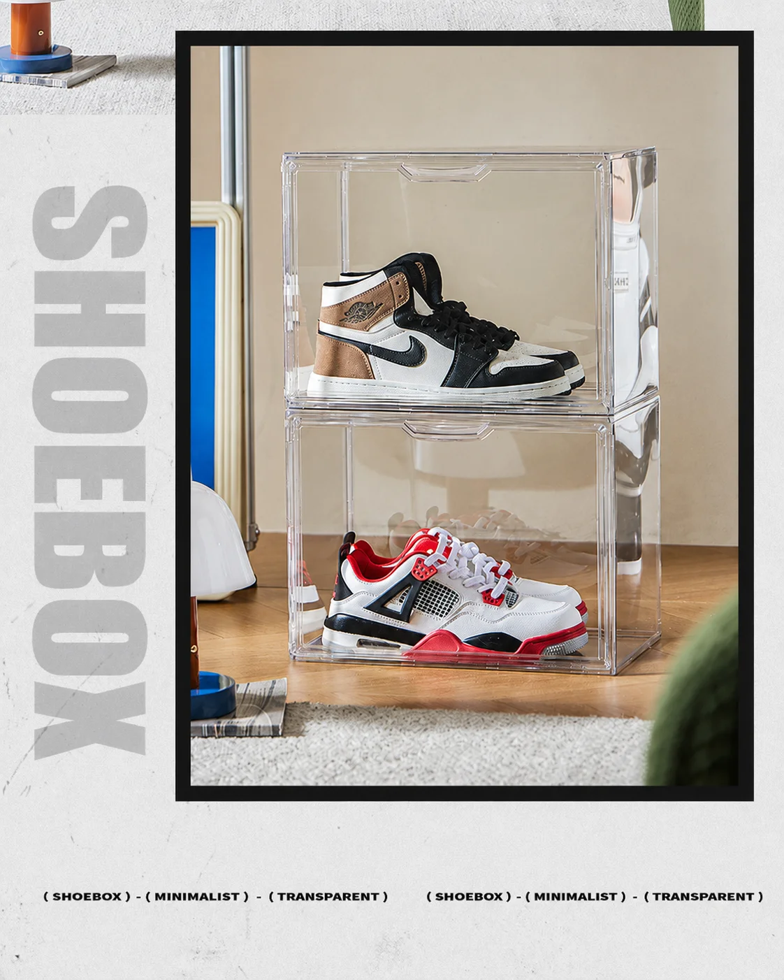 Clear Stackable Shoe Box with Magnetic Flip Lid, Large Transparent PET Sneaker Storage Display Case
Clear Stackable Shoe Box with Magnetic Flip Lid, Large Transparent PET Sneaker Storage Display Case