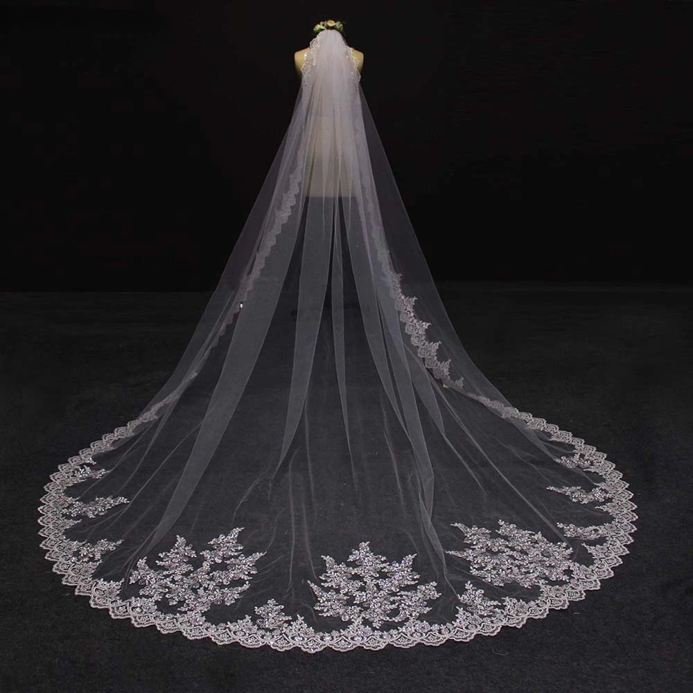 New 3 Meters One Layer Lace Edge Beautiful Long Cathedral Wedding Veil 3 M Bridal Veil Voile Mariage
New 3 Meters One Layer Lace Edge Beautiful Long Cathedral Wedding Veil 3 M Bridal Veil Voile Mariage