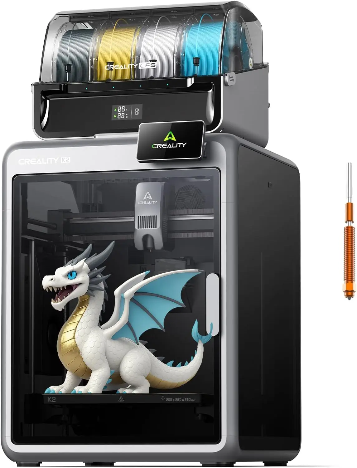 K2 Combo 3D Printer, Multicolor Printing with CFS, High-Speed 600mm/s, Smart Auto Leveling, Quiet Printing, 300°C Nozzle, Dual
K2 Combo 3D Printer, Multicolor Printing with CFS, High-Speed 600mm/s, Smart Auto Leveling, Quiet Printing, 300°C Nozzle, Dual