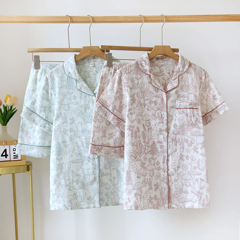 Women's 2-Piece Pajama Set, Forest Cartoon Cotton Gauze, Button-Down Breathable Summer Loungewear
Women's 2-Piece Pajama Set, Forest Cartoon Cotton Gauze, Button-Down Breathable Summer Loungewear