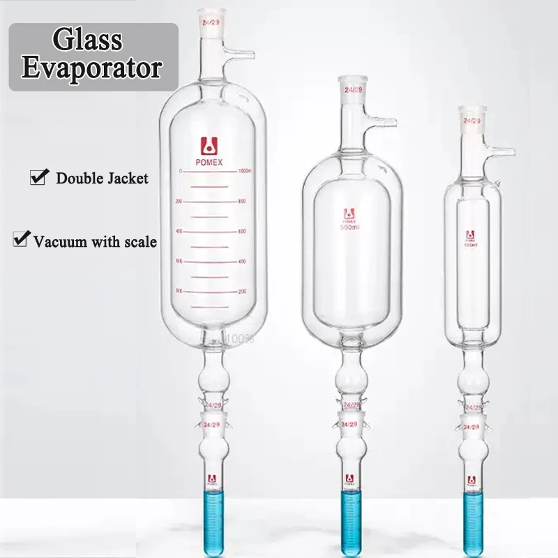 Glass Evaporator Double Jacket Vacuum Evaporator with Scale High Temperature Resistant Evaporator 250/500/1000ml
Glass Evaporator Double Jacket Vacuum Evaporator with Scale High Temperature Resistant Evaporator 250/500/1000ml