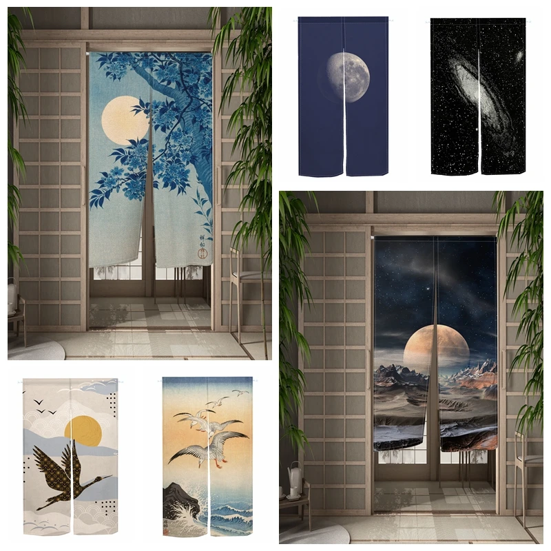 Japanese Style Noren Door Curtains Moon Starry Sky Crane Floral Pattern Linen Doorway Curtains Kitchen Entrance Half Curtains
Japanese Style Noren Door Curtains Moon Starry Sky Crane Floral Pattern Linen Doorway Curtains Kitchen Entrance Half Curtains