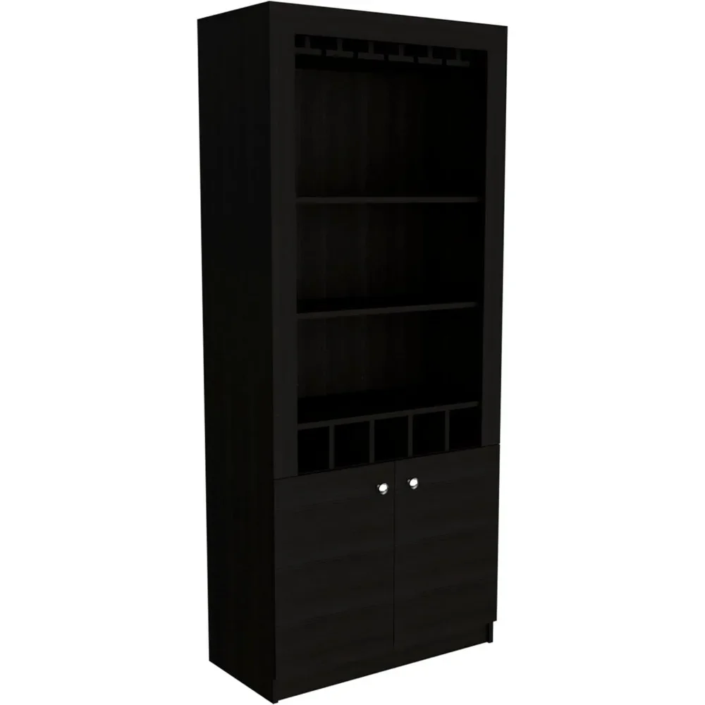 Bar cabinet, double door cabinet, five built-in wine racks, three racks - black
Bar cabinet, double door cabinet, five built-in wine racks, three racks - black