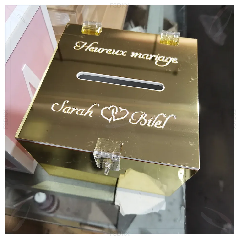 Custom Acrylic Square Wedding Card Box Gold Acrylic Envelope Gift Box
Custom Acrylic Square Wedding Card Box Gold Acrylic Envelope Gift Box