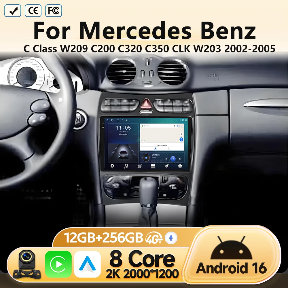 For Mercedes Benz C-Class W209 C200 C320 C350 CLK W203 2002-2005 Car Multimedia Video Player Radio Android Auto Navigation GPS
For Mercedes Benz C-Class W209 C200 C320 C350 CLK W203 2002-2005 Car Multimedia Video Player Radio Android Auto Navigation GPS
