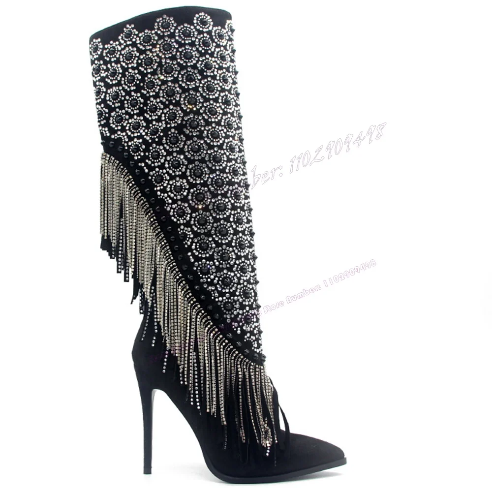Black Crystal Tassel Knee High Boots Pointed Toe Shoes for Women Stilettos High Heels Sexy Lady Shoes 2023 Zapatos Para Mujere
Black Crystal Tassel Knee High Boots Pointed Toe Shoes for Women Stilettos High Heels Sexy Lady Shoes 2023 Zapatos Para Mujere