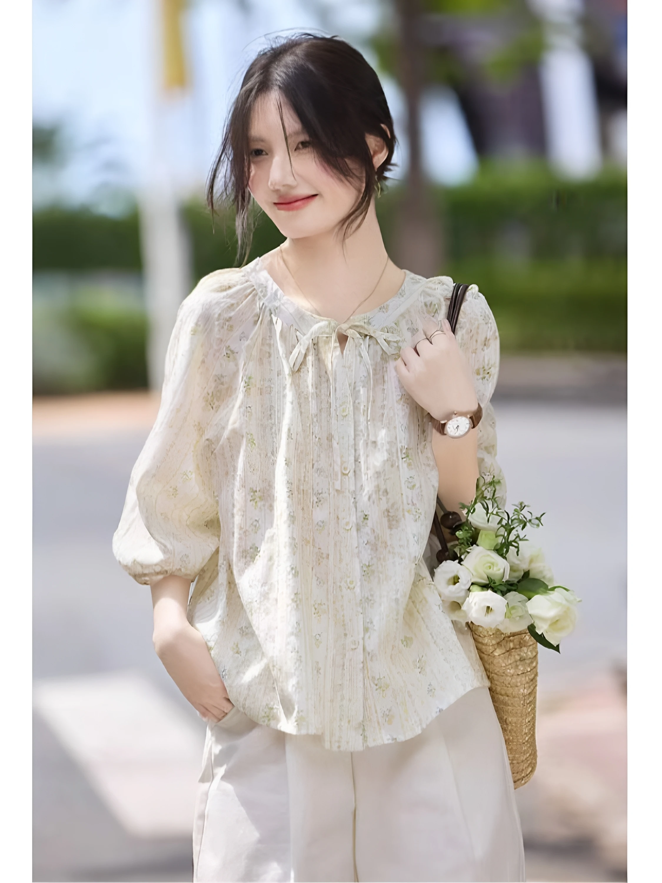 Oulei Lemon Mist Flower Story Cloud Cotton Skin-friendly Loose Retro Print Shoulder Sleeve Shirt Women's Casual Summer Shirt
Oulei Lemon Mist Flower Story Cloud Cotton Skin-friendly Loose Retro Print Shoulder Sleeve Shirt Women's Casual Summer Shirt