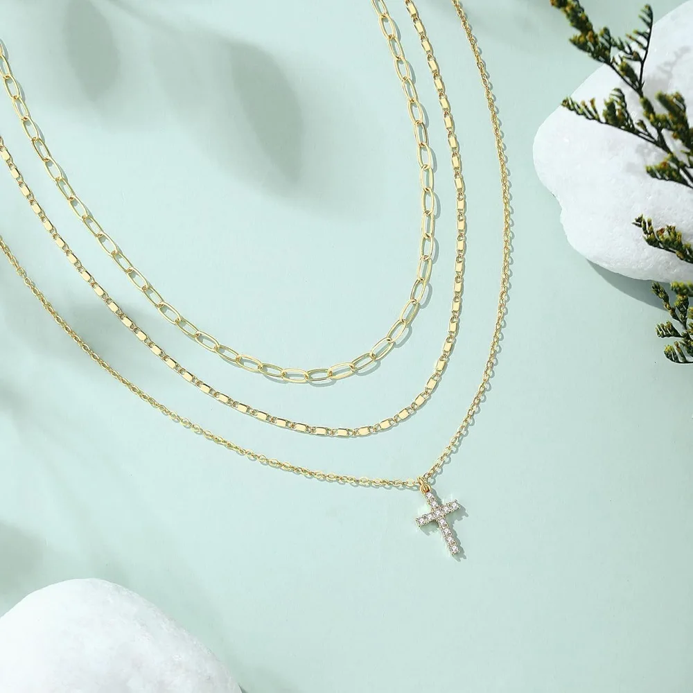 Layered Gold Necklace for Women, Trendy Stackable 14k Gold CZ Diamond Cross Pendant Necklace Jewelry, Paperclip Box Flat Necklac
Layered Gold Necklace for Women, Trendy Stackable 14k Gold CZ Diamond Cross Pendant Necklace Jewelry, Paperclip Box Flat Necklac