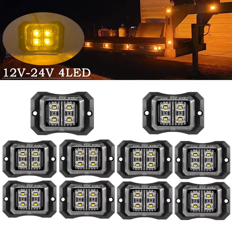 10PCS Waterproof Trucks LED Car Strobe Lights Grill Beacon Lamp 4LED Trailer Warning Emergency Lights for Truck Rear Side light
10PCS Waterproof Trucks LED Car Strobe Lights Grill Beacon Lamp 4LED Trailer Warning Emergency Lights for Truck Rear Side light