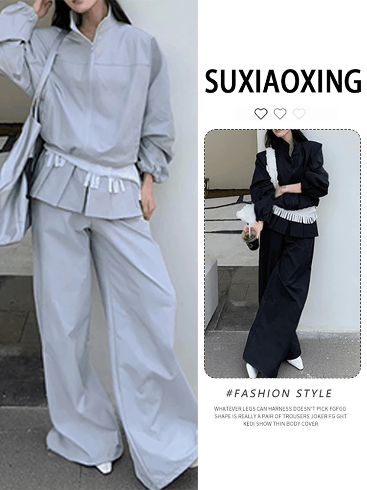 Fashionable Casual Loose Women's Two-Piece Set Stand Collar Zipper Workwear Jacket And Pants Spring Autumn Universal Fit
Fashionable Casual Loose Women's Two-Piece Set Stand Collar Zipper Workwear Jacket And Pants Spring Autumn Universal Fit
