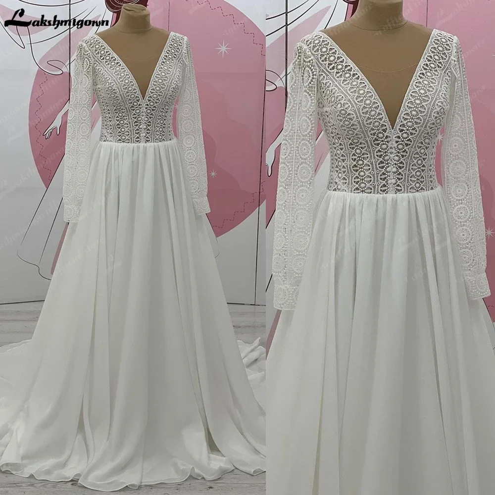 Lakshmigown Boho Bridal Long Sleeve Wedding Dresses A Line 2025 Robe Longue Simple Beach Chiffon Long Wedding Gowns Customized
Lakshmigown Boho Bridal Long Sleeve Wedding Dresses A Line 2025 Robe Longue Simple Beach Chiffon Long Wedding Gowns Customized