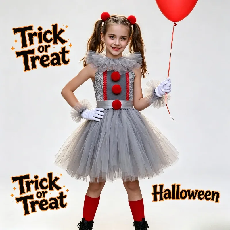 Horror Clown Cosplay Tutu Dress Halloween Costume, Tulle Outfit for Holiday Birthday Party Stage Performance Festive Fancy Wear
Horror Clown Cosplay Tutu Dress Halloween Costume, Tulle Outfit for Holiday Birthday Party Stage Performance Festive Fancy Wear