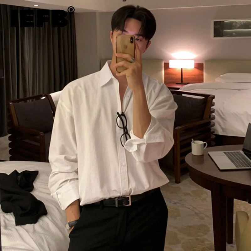 IEFB Korean Design Men's Casual Shirts Loose Turn-down Collar Long Sleeve Single Breasted Male Clothing Solid Color Chic 9C6615
IEFB Korean Design Men's Casual Shirts Loose Turn-down Collar Long Sleeve Single Breasted Male Clothing Solid Color Chic 9C6615