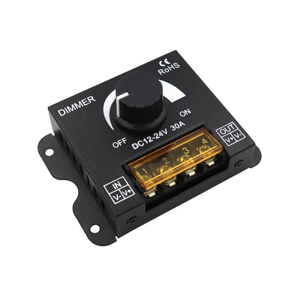 LED Light Strip Dimmer DC 12V-24V 30A PWM Dimming Controller Knob Adjust ON/Off Dimmer for Single Color LED Strip Lights
LED Light Strip Dimmer DC 12V-24V 30A PWM Dimming Controller Knob Adjust ON/Off Dimmer for Single Color LED Strip Lights