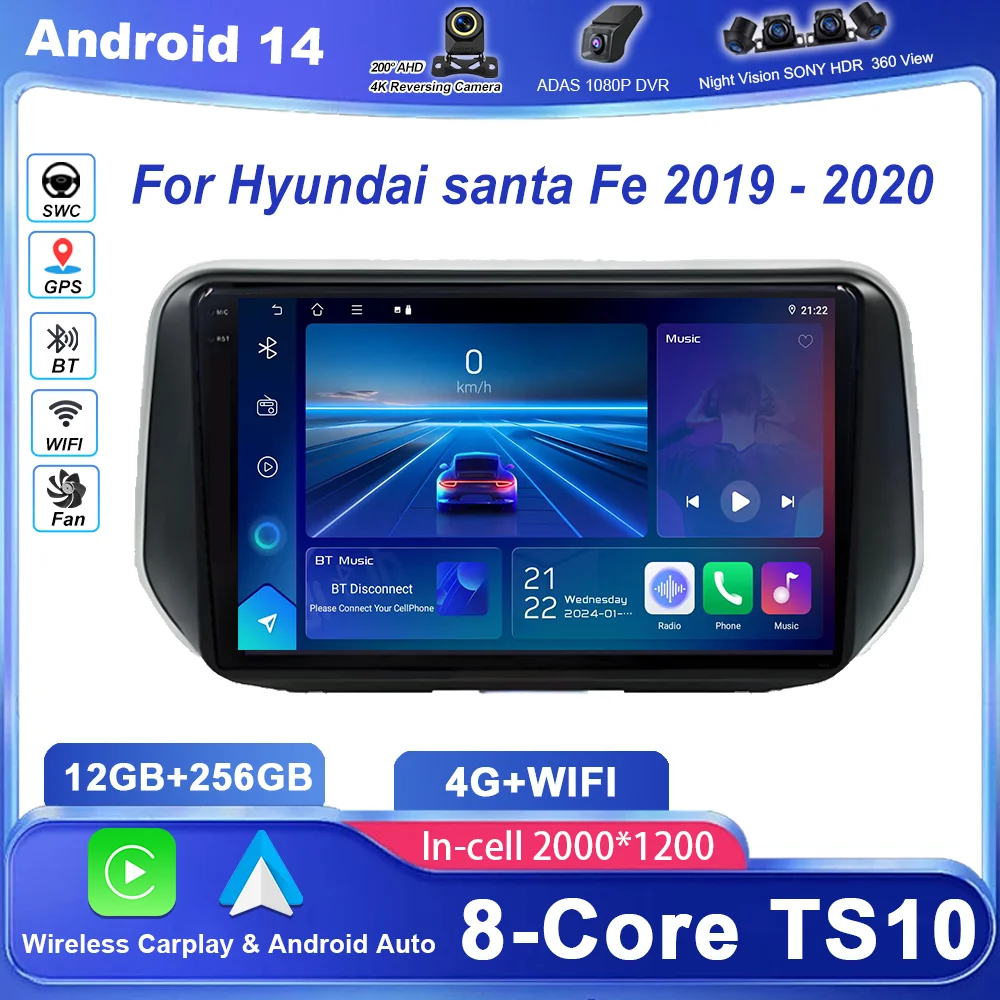 Android 14 Radio Stereo Car For HYUNDAI Santa Fe 2018 Auto Multimedia Video Player GPS Navigation QLED Screen NO 2Din Bluetooth
Android 14 Radio Stereo Car For HYUNDAI Santa Fe 2018 Auto Multimedia Video Player GPS Navigation QLED Screen NO 2Din Bluetooth
