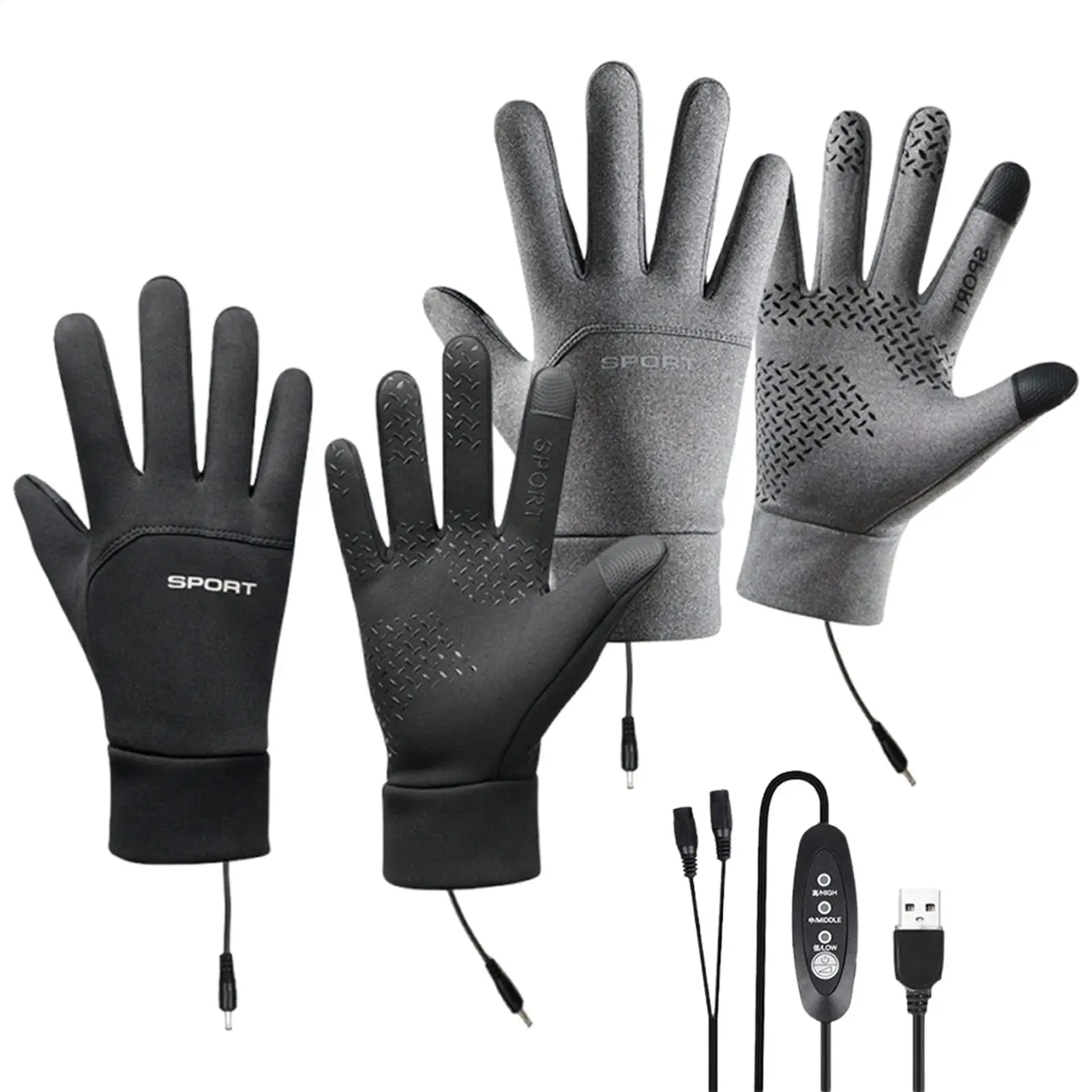 3-Temperature USB Heated Gloves Touchscreen Thickened Mittens for Winter Cycling Skiing, Outdoor Camping & Driving
3-Temperature USB Heated Gloves Touchscreen Thickened Mittens for Winter Cycling Skiing, Outdoor Camping & Driving