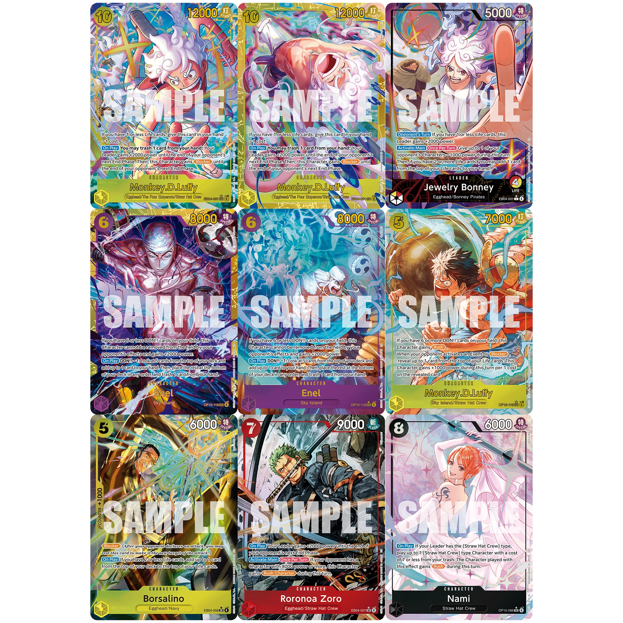 9Pcs/set Diy One Piece English EB-04 Luffy Nami Enel Zoro Bonney Flash Card OPCG Self Made Classic Anime Collection Card
9Pcs/set Diy One Piece English EB-04 Luffy Nami Enel Zoro Bonney Flash Card OPCG Self Made Classic Anime Collection Card