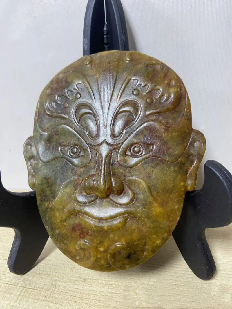 Rare Chinese collection antique xiuyu old jade mask ornaments exquisite carvings sculptures decorative crafts
Rare Chinese collection antique xiuyu old jade mask ornaments exquisite carvings sculptures decorative crafts