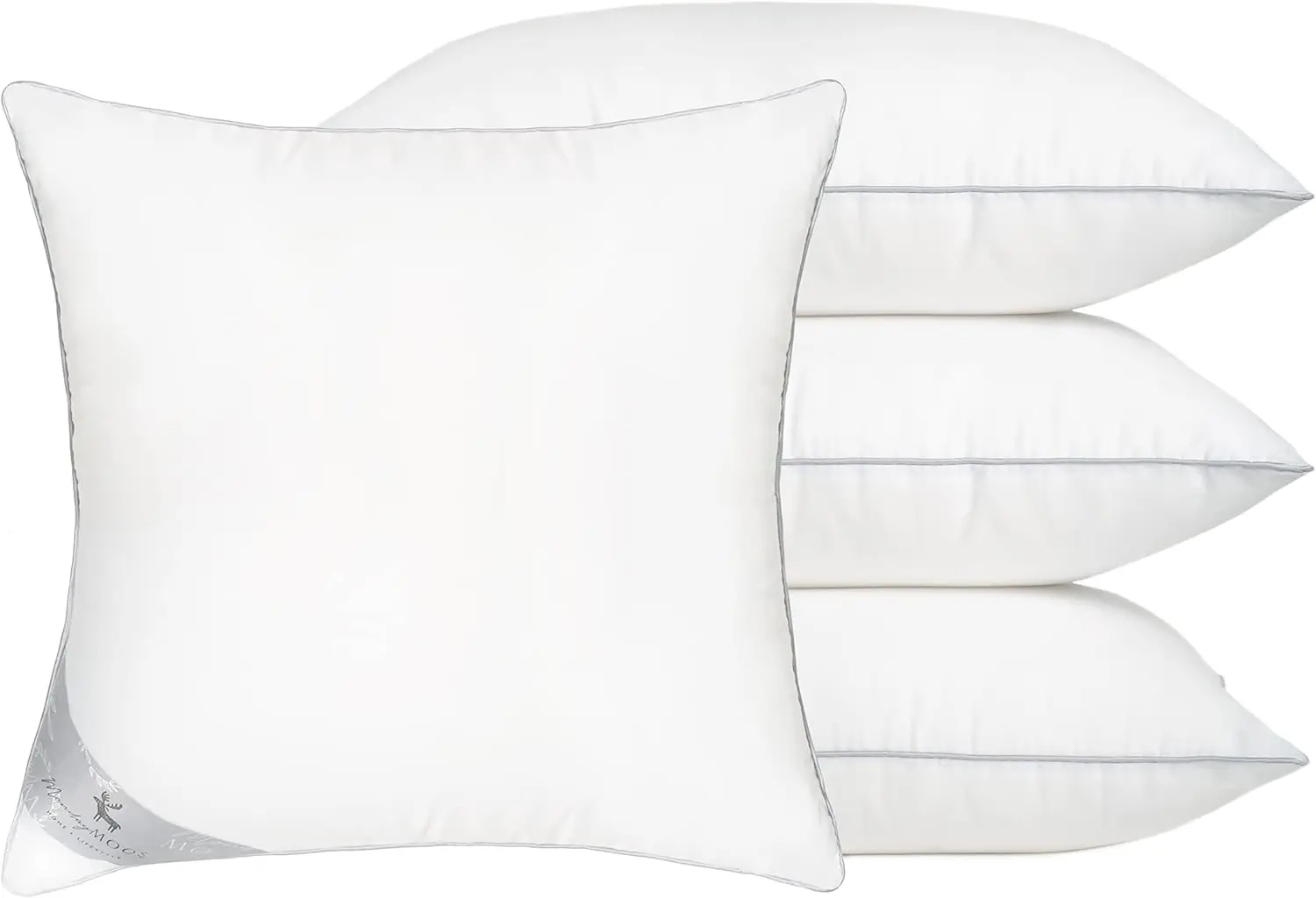 Set of 4 White Soft Microfiber Square Pillows with Piping Designs, 18x18 Inch for Bed, Couch, Sofa
Set of 4 White Soft Microfiber Square Pillows with Piping Designs, 18x18 Inch for Bed, Couch, Sofa