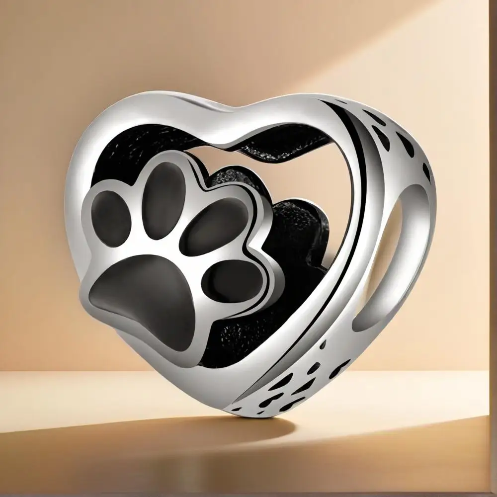 925 Sterling Silver Black dog paw print charms Charm Bead Fit Original Bracelet Diy Jewelry Accessories DIY
925 Sterling Silver Black dog paw print charms Charm Bead Fit Original Bracelet Diy Jewelry Accessories DIY