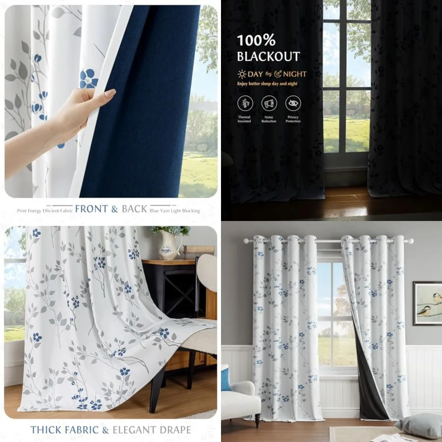 Floral 100 Blackout Curtains 84 Inch Long 2 Panels for Bedroom Living Room Blue Grey and White Flower Patterned Room Darkening
Floral 100 Blackout Curtains 84 Inch Long 2 Panels for Bedroom Living Room Blue Grey and White Flower Patterned Room Darkening