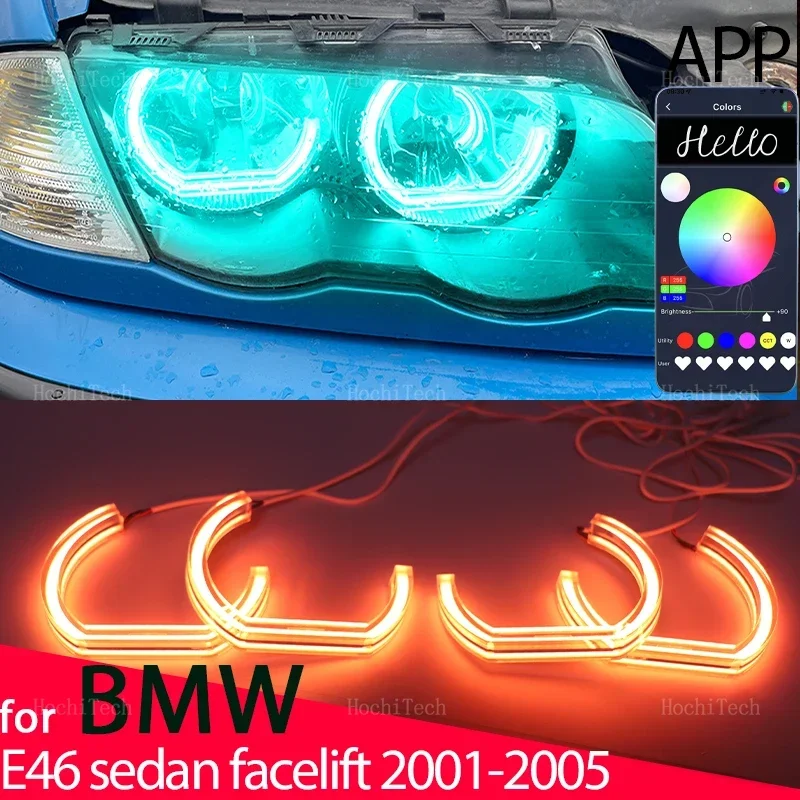 Кольцо RGB Angel Eyes, управление через приложение для телефона, дистанционное светодиодное кольцо для фар для BMW 3 серии E46, седан, facelift 2001-2005, галогенная фара
Кольцо RGB Angel Eyes, управление через приложение для телефона, дистанционное светодиодное кольцо для фар для BMW 3 серии E46, седан, facelift 2001-2005, галогенная фара