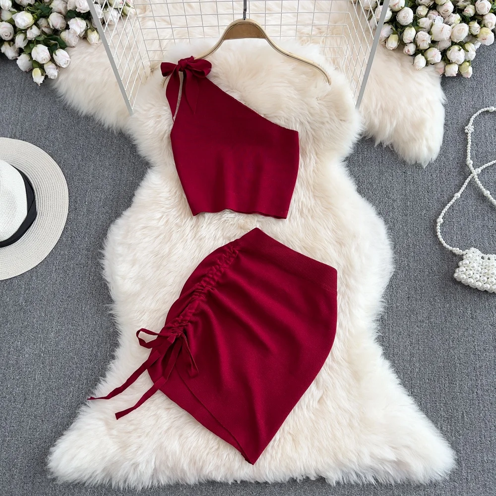 Faionable Knitted ort Top And Skirt Set Women Sexy Oblique Collar Single oulder High Waist Bodycon f-length Summer O...
Faionable Knitted ort Top And Skirt Set Women Sexy Oblique Collar Single oulder High Waist Bodycon f-length Summer O...