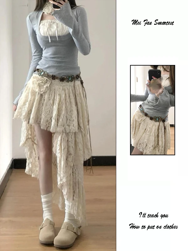 3D Floral Lace Half Skirt Women's Summer High Waist A-Line Midi Skirt Irregular Korean Style Commute High Waist Skirt
3D Floral Lace Half Skirt Women's Summer High Waist A-Line Midi Skirt Irregular Korean Style Commute High Waist Skirt