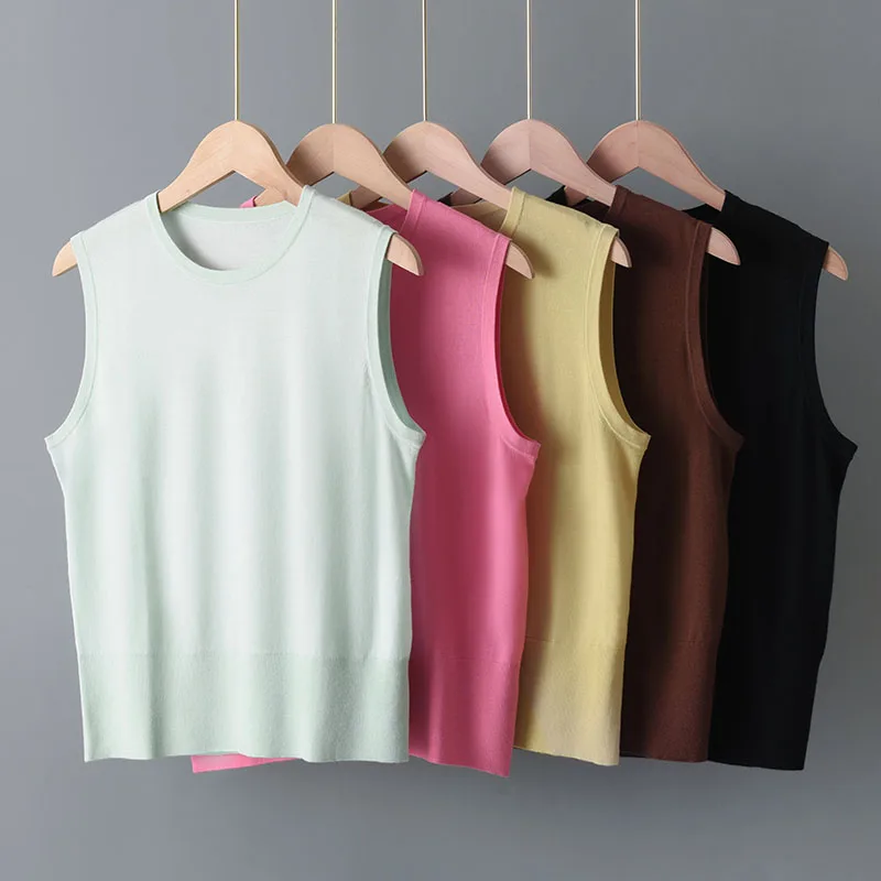 Women O-neck Wool Vest Pullover Spring Summer Fine-spun wool candy-colored Top 100% Merino Wool Knitwear Sleeveless Sweater
Women O-neck Wool Vest Pullover Spring Summer Fine-spun wool candy-colored Top 100% Merino Wool Knitwear Sleeveless Sweater