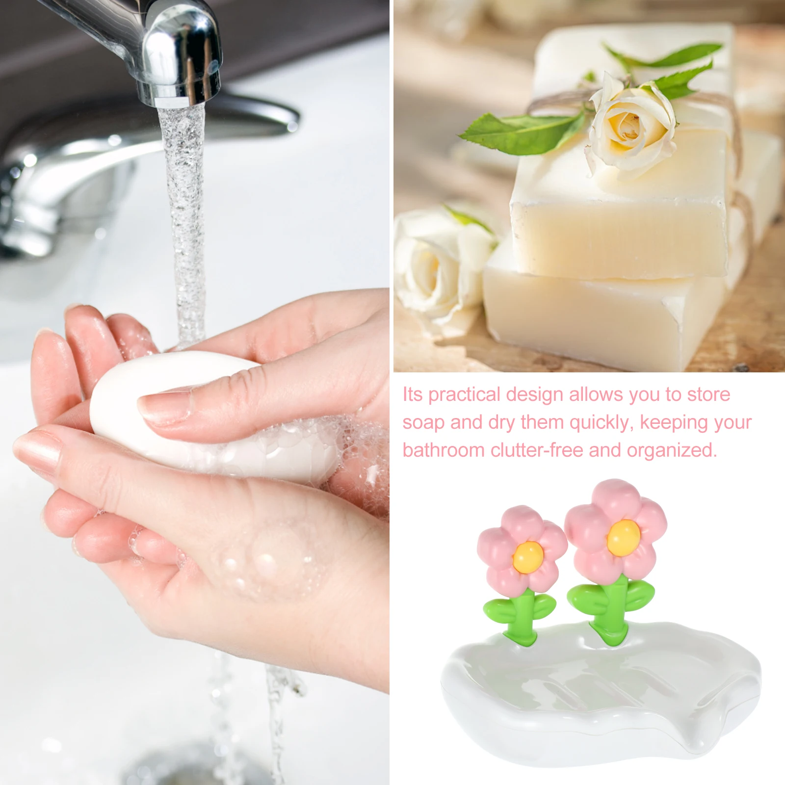 Draining Soap Tray Decorative Bar Container Holder Dishes Bathroom Flowers Pink Sturdy Construction Wear Resistant Functional
Draining Soap Tray Decorative Bar Container Holder Dishes Bathroom Flowers Pink Sturdy Construction Wear Resistant Functional