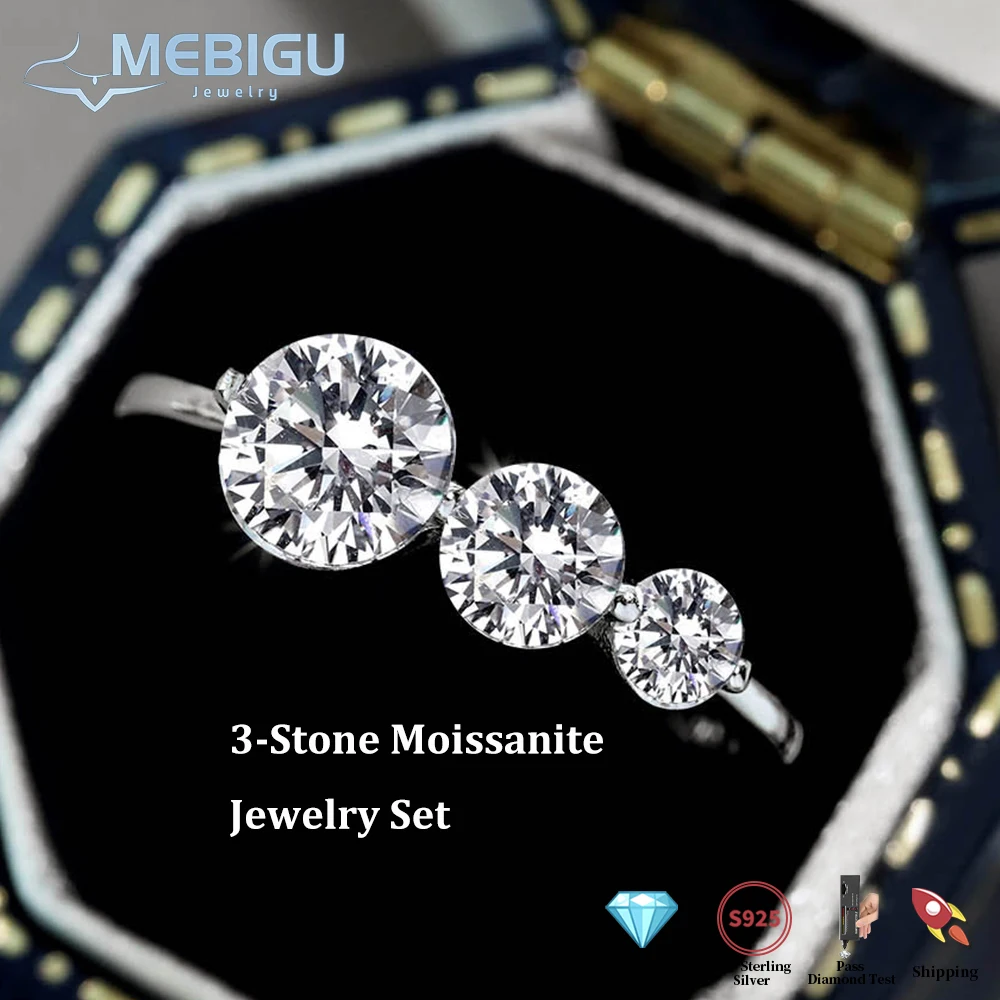 Mebigu 3-х камней, все муассанитовые серьги-кольца, комплект изящных ювелирных изделий, женское серебро s925, изысканное вечерние свадебное ожерелье
Mebigu 3-х камней, все муассанитовые серьги-кольца, комплект изящных ювелирных изделий, женское серебро s925, изысканное вечерние свадебное ожерелье