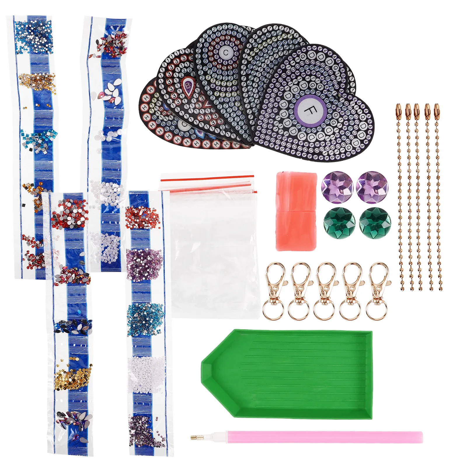 5Pcs Keychain Full Drill Heart Shape Pendant DIY Resin Beads Painting Decoration for Bag Phone Charm Handmade
5Pcs Keychain Full Drill Heart Shape Pendant DIY Resin Beads Painting Decoration for Bag Phone Charm Handmade