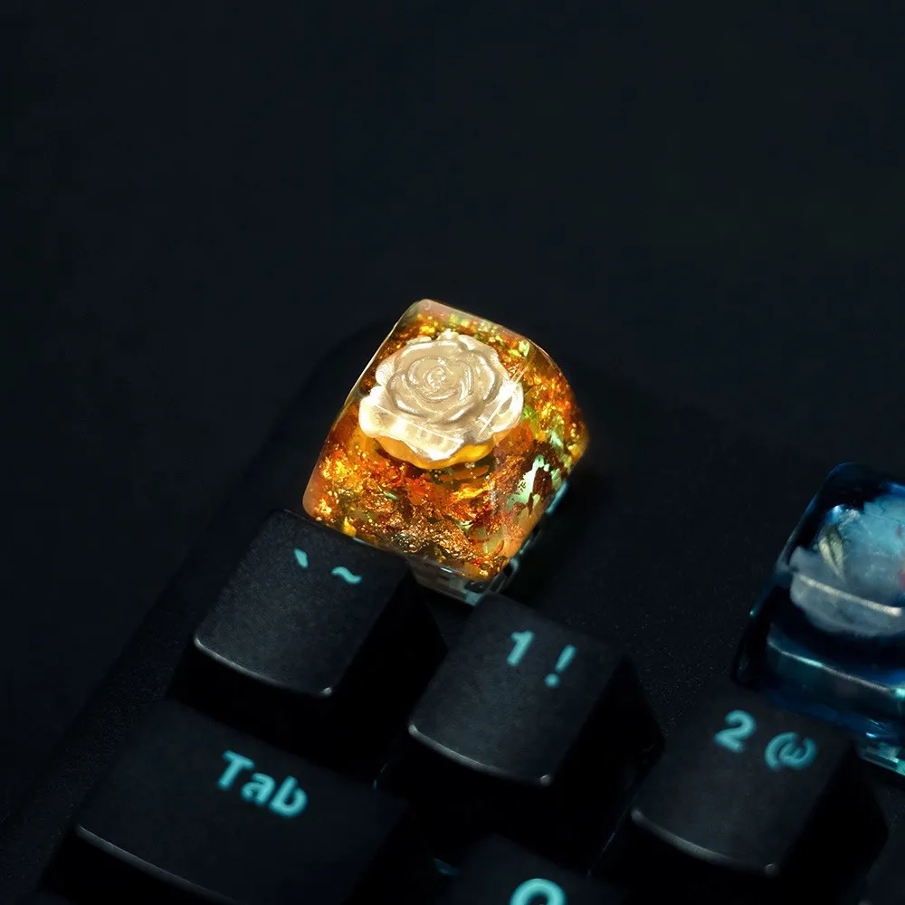 Rose Themed Keycap Resin OEM Profile R4 Custom Original Handmade Artisan Creativity Keycaps for Mechanical Keyboard Accessories