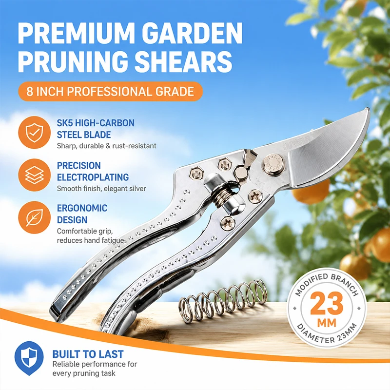 Professional Garden Pruner SK5 Steel Blade Heavy Duty Branch Cutter Comfort Grip Hand Pruning Shears for Fruit Tree Gardening
Professional Garden Pruner SK5 Steel Blade Heavy Duty Branch Cutter Comfort Grip Hand Pruning Shears for Fruit Tree Gardening