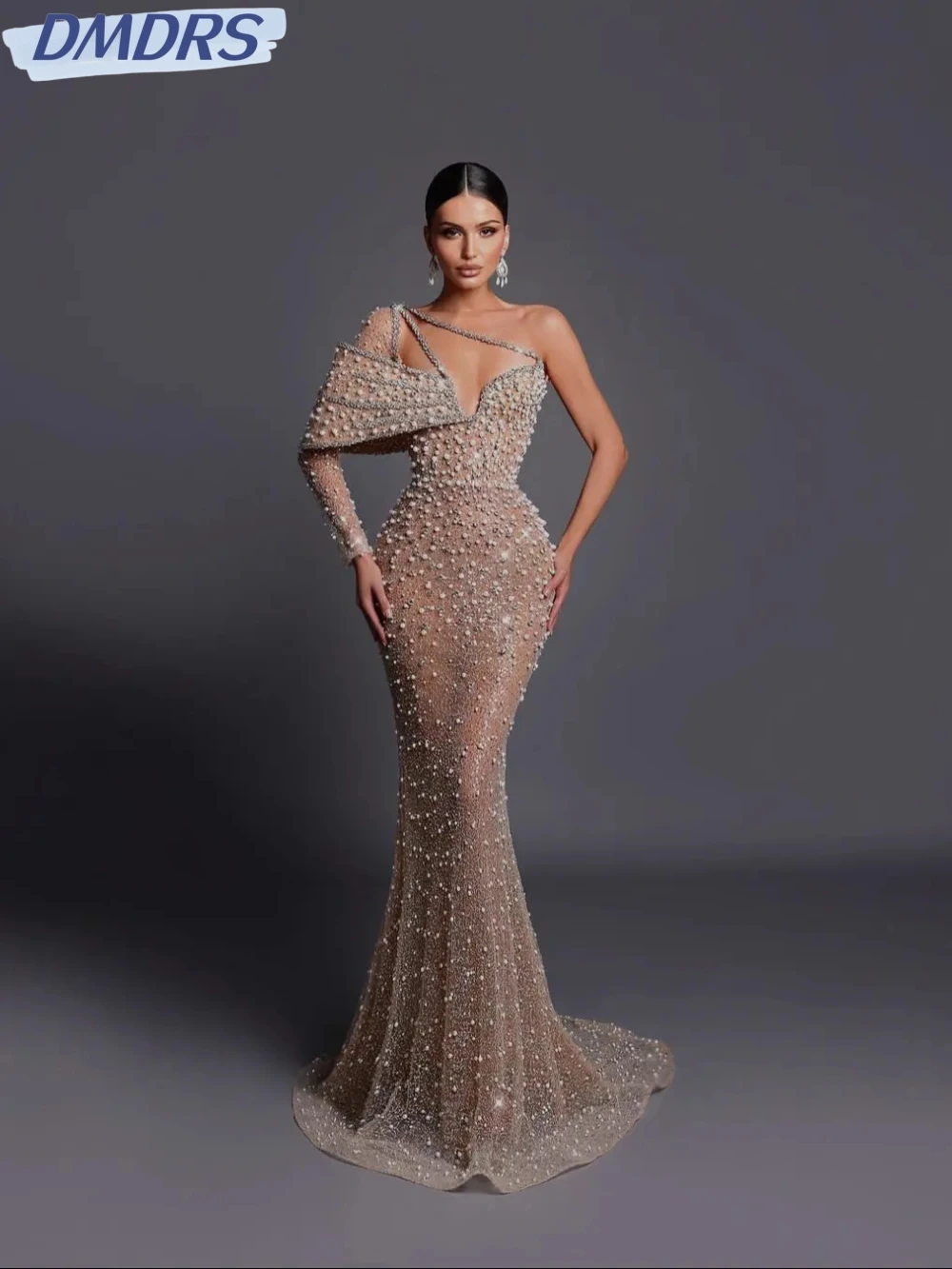 Exquisite Pearls One Shoulder Evening Dress For Women Illusion Mermaid Long Wedding Party Gown Customized Sparkly Prom Dresses
Exquisite Pearls One Shoulder Evening Dress For Women Illusion Mermaid Long Wedding Party Gown Customized Sparkly Prom Dresses