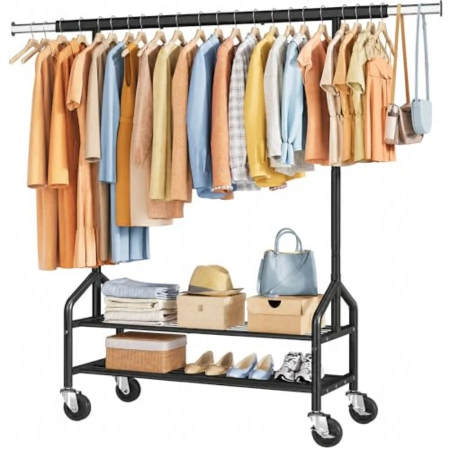 Clothing Rack Load 350 LBS, Metal Clothes Rack with Double Layer Shelves, Adjustable Garment Rack for Hanging Clothes, Heavy Du
Clothing Rack Load 350 LBS, Metal Clothes Rack with Double Layer Shelves, Adjustable Garment Rack for Hanging Clothes, Heavy Du