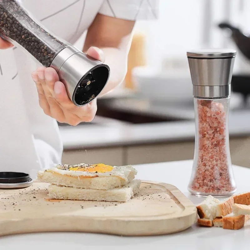 180/200ML Salt and Pepper Shakers Set with Stand Stainless Steel Salt Pepper Mill Manual Spice Pepper Grinder Mill Set
180/200ML Salt and Pepper Shakers Set with Stand Stainless Steel Salt Pepper Mill Manual Spice Pepper Grinder Mill Set