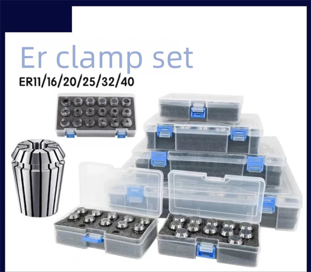 ER11/16/20/25/32/40 Высокоточный набор пружинных цанговых патронов для гравировального станка с ЧПУ и держателя концевой фрезы 
ER11/16/20/25/32/40 Высокоточный набор пружинных цанговых патронов для гравировального станка с ЧПУ и держателя концевой фрезы