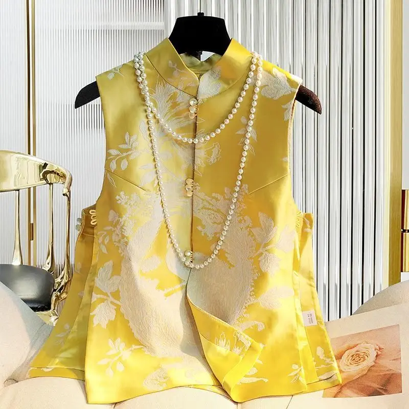 Women Chinese Style Qipao Coat Yellow Shirt Vest Traditional Cheongsam Top Blouse Vintage Waistcoat Elegant Retro Tang Jackets
Women Chinese Style Qipao Coat Yellow Shirt Vest Traditional Cheongsam Top Blouse Vintage Waistcoat Elegant Retro Tang Jackets