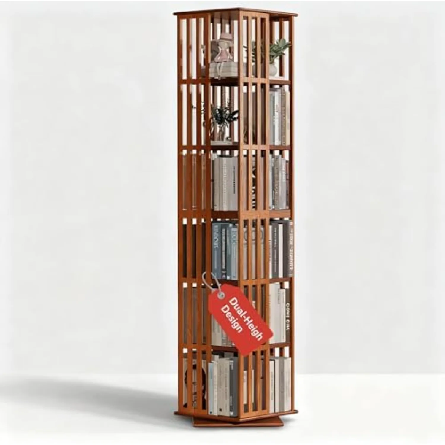 Rotating Bookshelf Tower, 6-Tier 360° Bamboo Spinning Bookcase – Narrow Revolving Book Shelf, Floor Standing
Rotating Bookshelf Tower, 6-Tier 360° Bamboo Spinning Bookcase – Narrow Revolving Book Shelf, Floor Standing