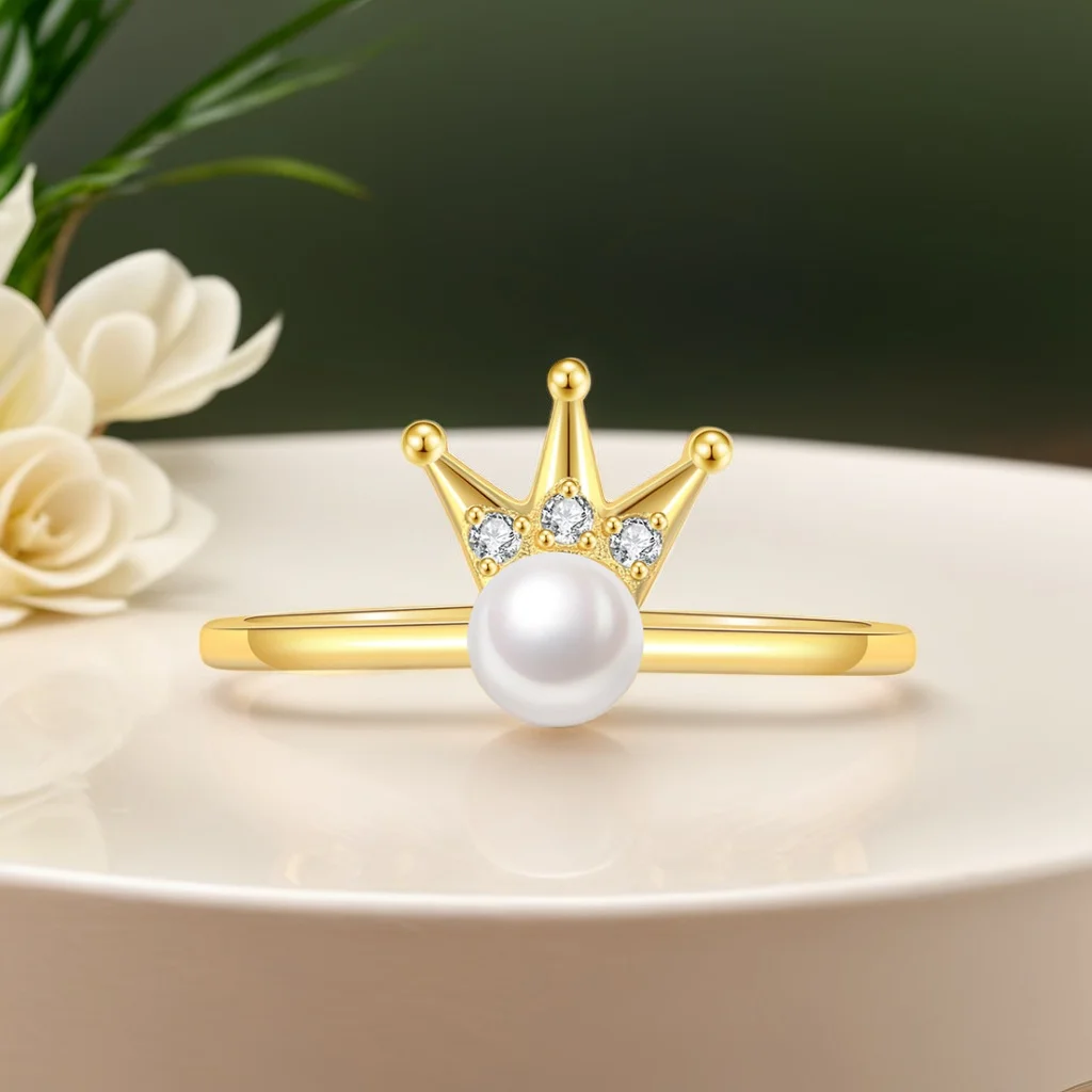 S925 Sterling Silver Ring Natural Freshwater Pearl Ring For Women Gold Vermeil Fine Jewelry Cute Crown Korean Ring Gift For Girl
S925 Sterling Silver Ring Natural Freshwater Pearl Ring For Women Gold Vermeil Fine Jewelry Cute Crown Korean Ring Gift For Girl