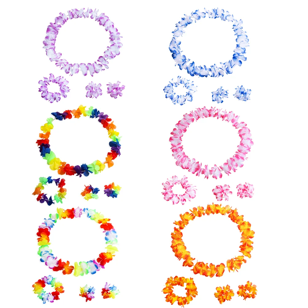 6sets/pack 4pcs/set Hawaiian Leis Necklace Flower Wreath and Bracelet Luau Party Supply Innocent Beach Costume Accessory
6sets/pack 4pcs/set Hawaiian Leis Necklace Flower Wreath and Bracelet Luau Party Supply Innocent Beach Costume Accessory