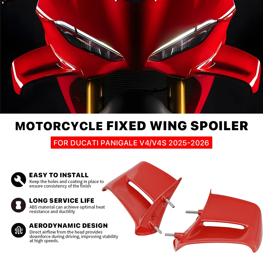 For Ducati red Panigale V4 V4S V4R 2025 2026 small wings, side panels, Winglet Spoiler,fixed wing cover kit, moto parts
For Ducati red Panigale V4 V4S V4R 2025 2026 small wings, side panels, Winglet Spoiler,fixed wing cover kit, moto parts