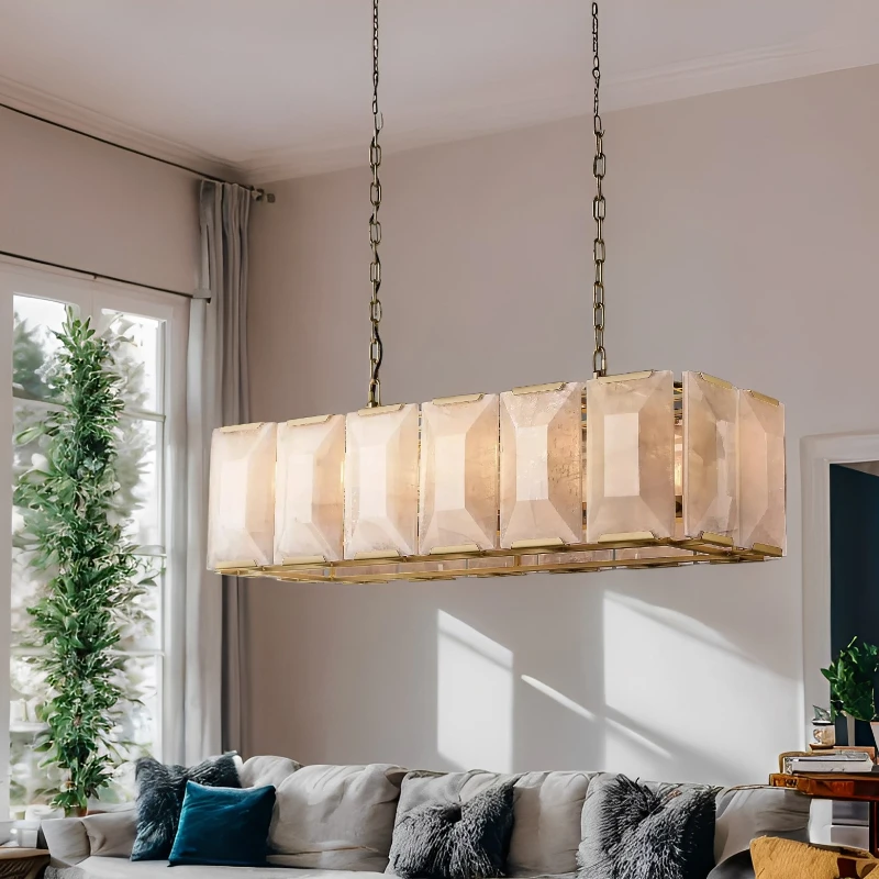 Luxury Rectangular LED Chandelier Pendant Lamp with Dimmable lustre Light Brass Chain Marble Ceiling Fixture for Living Room
Luxury Rectangular LED Chandelier Pendant Lamp with Dimmable lustre Light Brass Chain Marble Ceiling Fixture for Living Room