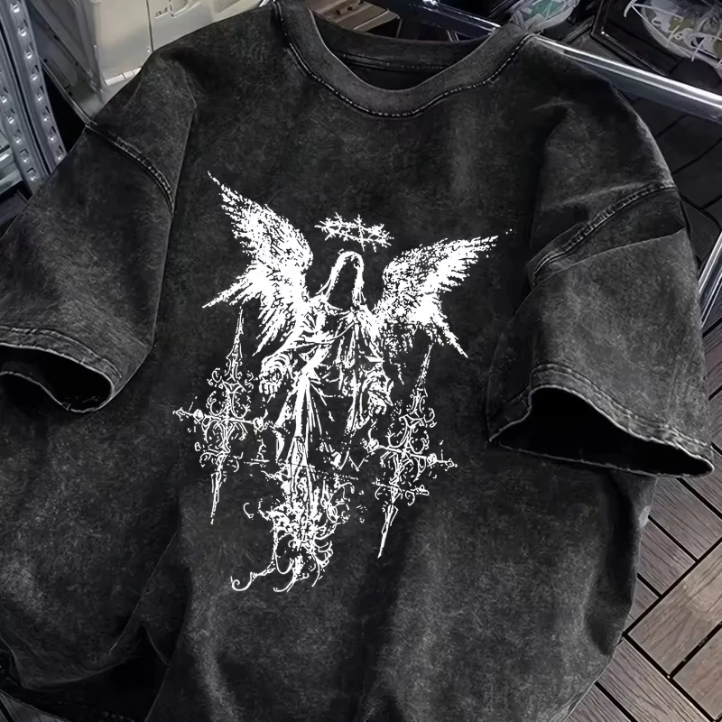 Men's Gothic Style Dark Style Retro Short Sleeved Street Washed Cotton Loose Fitting Unisex T-shirt Fashion Trend Y2K
Men's Gothic Style Dark Style Retro Short Sleeved Street Washed Cotton Loose Fitting Unisex T-shirt Fashion Trend Y2K